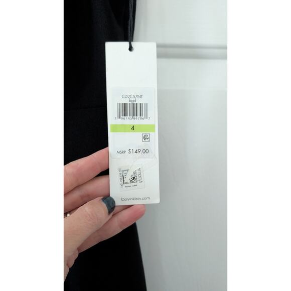 Calvin Klein Black with Gold Embroidery A Line Dress NEW! - Picture 5 of 10